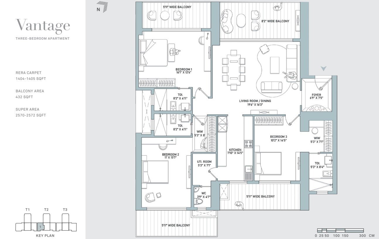 Indiabulls Estate Club 3 BHK Floor Plan Vantage